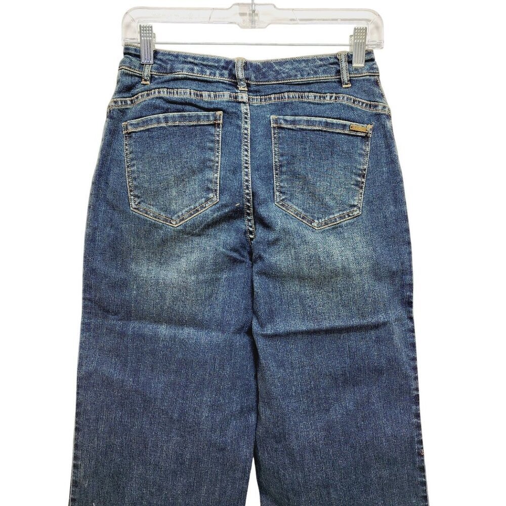 Guy Giuliana Embroidered cropped Ankle Leg Jeans Size 4 Dark Blue - Picture 12 of 15